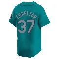 Men's Seattle Mariners ＃37 Norm Charlton Aqua Limited Alternate Jersey