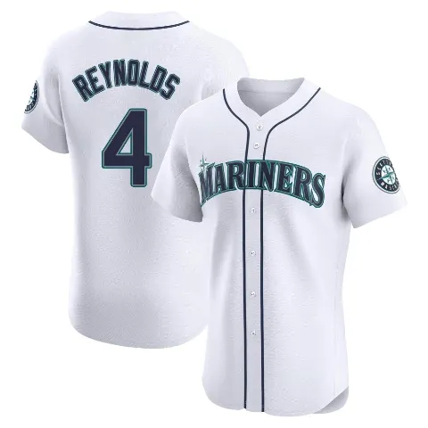 Men's Seattle Mariners ＃4 Harold Reynolds White Elite Home Jersey