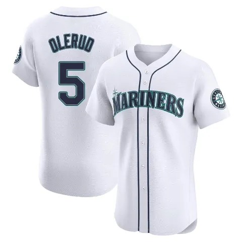 Men's Seattle Mariners ＃5 John Olerud White Elite Home Jersey