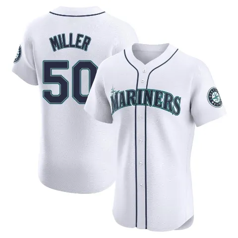 Men's Seattle Mariners ＃50 Bryce Miller White Elite Home Jersey