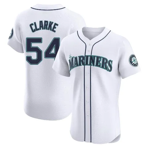 Men's Seattle Mariners ＃54 Chris Clarke White Elite Home Jersey