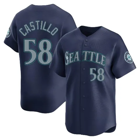 Men's Seattle Mariners ＃58 Luis Castillo Navy Limited Road Jersey