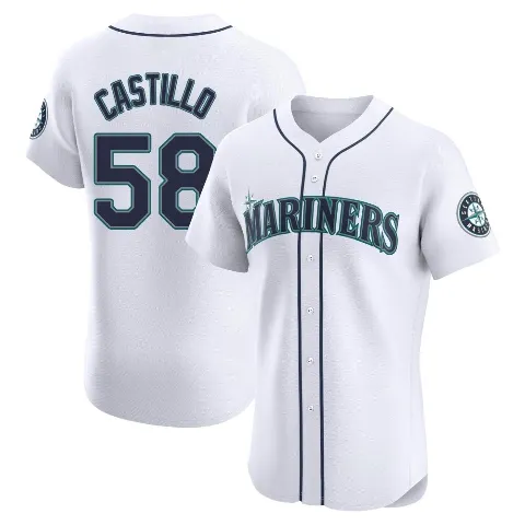 Men's Seattle Mariners ＃58 Luis Castillo White Elite Home Jersey