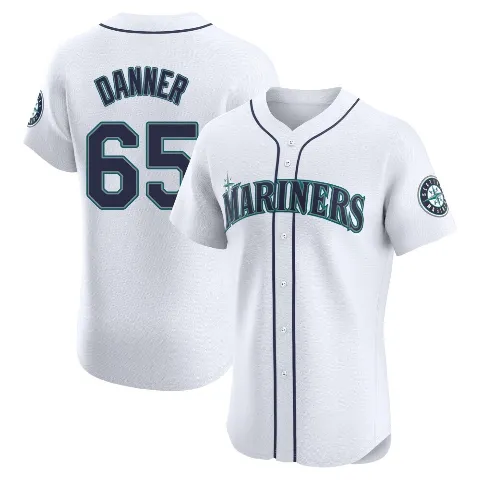 Men's Seattle Mariners ＃65 Hagen Danner White Elite Home Jersey