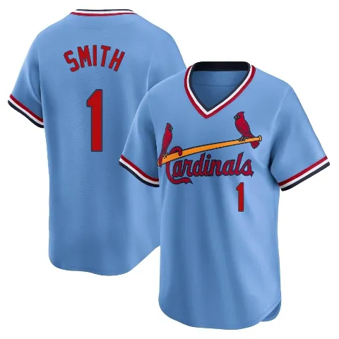 Men's St. Louis Cardinals ＃1 Ozzie Smith Light Blue Limited Cooperstown Collection Jersey