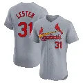 Men's St. Louis Cardinals ＃31 Jon Lester Gray Elite Road Jersey