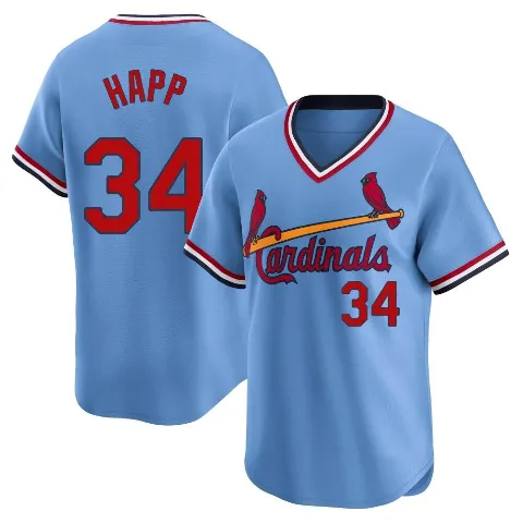 Men's St. Louis Cardinals ＃34 J.A. Happ Light Blue Limited Cooperstown Collection Jersey