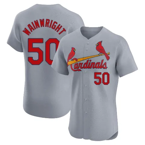Men's St. Louis Cardinals ＃50 Adam Wainwright Gray Elite Road Jersey