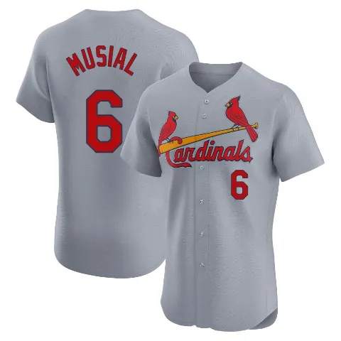Men's St. Louis Cardinals ＃6 Stan Musial Gray Elite Road Jersey