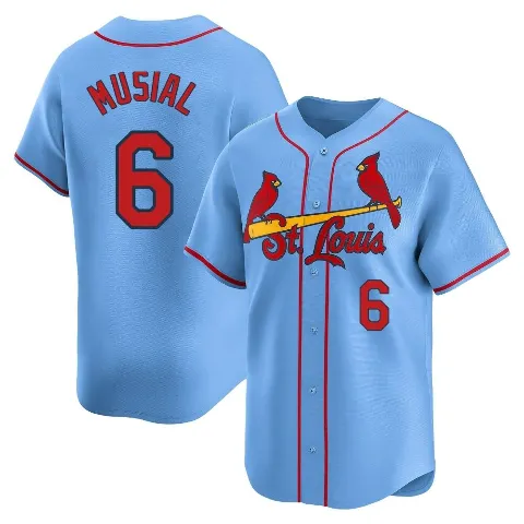 Men's St. Louis Cardinals ＃6 Stan Musial Light Blue Limited Alternate Jersey