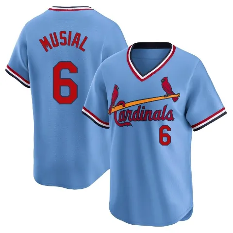 Men's St. Louis Cardinals ＃6 Stan Musial Light Blue Limited Cooperstown Collection Jersey