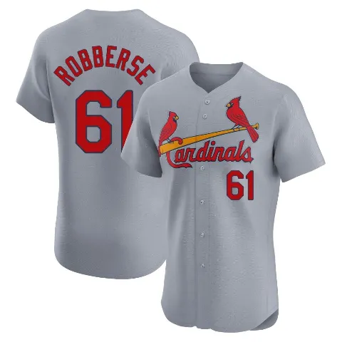 Men's St. Louis Cardinals ＃61 Sem Robberse Gray Elite Road Jersey