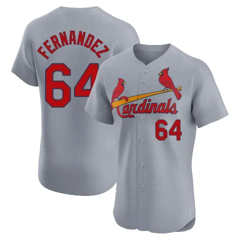 Men's St. Louis Cardinals ＃64 Ryan Fernandez Gray Elite Road Jersey