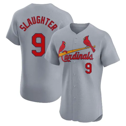 Men's St. Louis Cardinals ＃9 Enos Slaughter Gray Elite Road Jersey