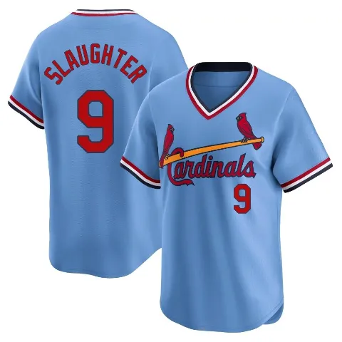 Men's St. Louis Cardinals ＃9 Enos Slaughter Light Blue Limited Cooperstown Collection Jersey