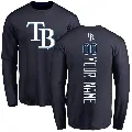 Men's Tampa Bay Rays ＃00 Custom T-Shirt Navy Custom Backer Long Sleeve T-Shirt -