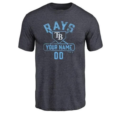 Men's Tampa Bay Rays ＃00 Custom T-Shirt Navy Custom Base Runner Tri-Blend T-Shirt -