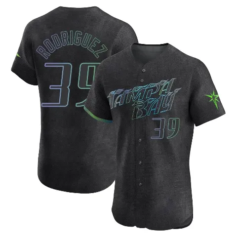 Men's Tampa Bay Rays ＃39 Manuel Rodriguez Charcoal Elite 2024 City Connect Jersey