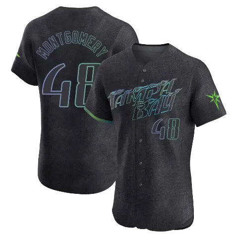 Men's Tampa Bay Rays ＃48 Mason Montgomery Charcoal Elite 2024 City Connect Jersey