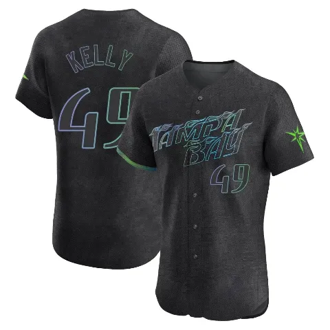 Men's Tampa Bay Rays ＃49 Kevin Kelly Charcoal Elite 2024 City Connect Jersey