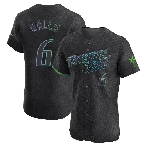 Men's Tampa Bay Rays ＃6 Taylor Walls Charcoal Elite 2024 City Connect Jersey