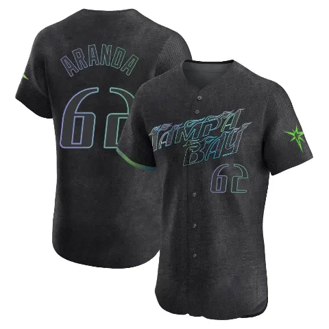 Men's Tampa Bay Rays ＃62 Jonathan Aranda Charcoal Elite 2024 City Connect Jersey
