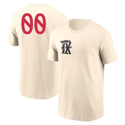 Men's Texas Rangers ＃00 Custom T-Shirt Cream Custom 2023 City Connect Name & Number T-Shirt