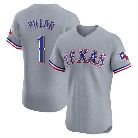 Men's Texas Rangers ＃1 Kevin Pillar Gray Elite Road Jersey