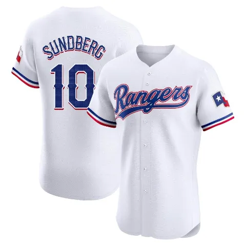 Men's Texas Rangers ＃10 Jim Sundberg White Elite Home Jersey