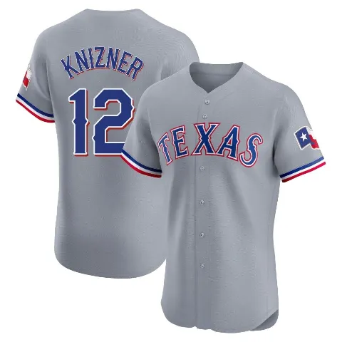 Men's Texas Rangers ＃12 Andrew Knizner Gray Elite Road Jersey