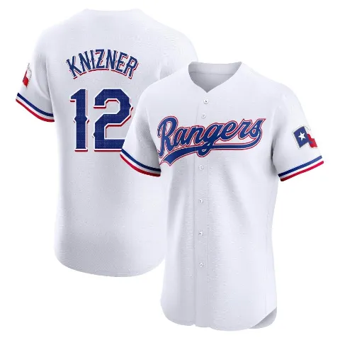 Men's Texas Rangers ＃12 Andrew Knizner White Elite Home Jersey