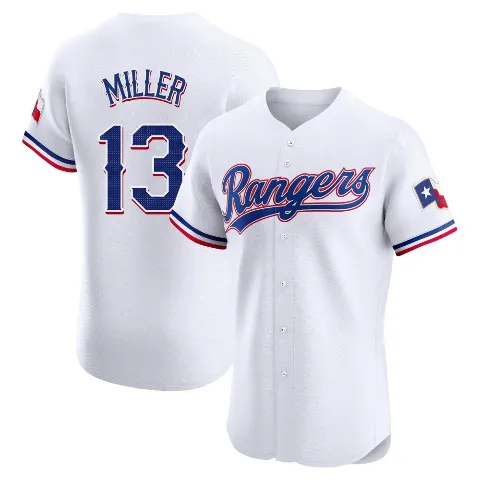 Men's Texas Rangers ＃13 Brad Miller White Elite Home Jersey