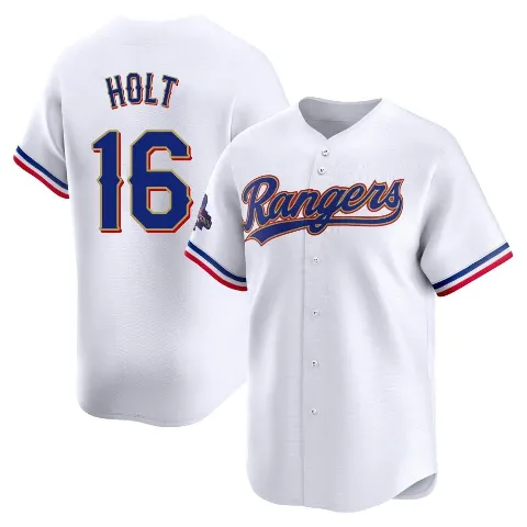 Men's Texas Rangers ＃16 Brock Holt Gold Limited White 2024 Collection Jersey