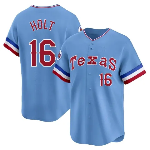 Men's Texas Rangers ＃16 Brock Holt Light Blue Limited Cooperstown Collection Jersey