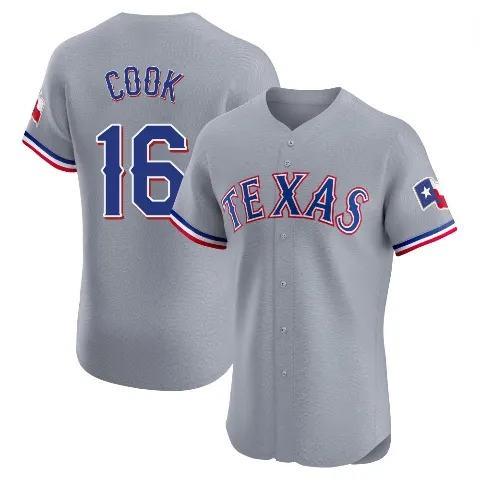 Men's Texas Rangers ＃16 Casey Cook Gray Elite Road Jersey