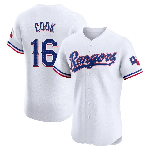 Men's Texas Rangers ＃16 Casey Cook White Elite Home Jersey