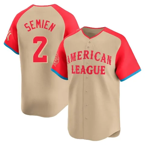 Men's Texas Rangers ＃2 Marcus Semien Cream Limited American League 2024 All-Star Game Jersey