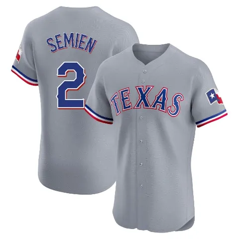 Men's Texas Rangers ＃2 Marcus Semien Gray Elite Road Jersey