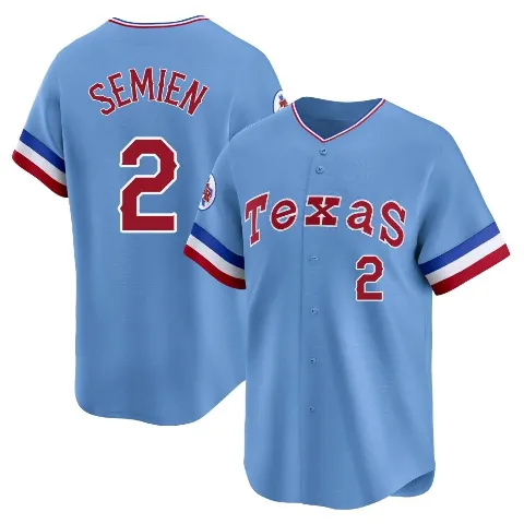Men's Texas Rangers ＃2 Marcus Semien Light Blue Limited Cooperstown Collection Jersey