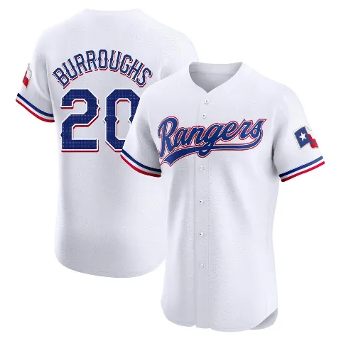 Men's Texas Rangers ＃20 Jeff Burroughs White Elite Home Jersey
