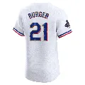 Men's Texas Rangers ＃21 Jake Burger Gold Elite White 2024 Collection Jersey