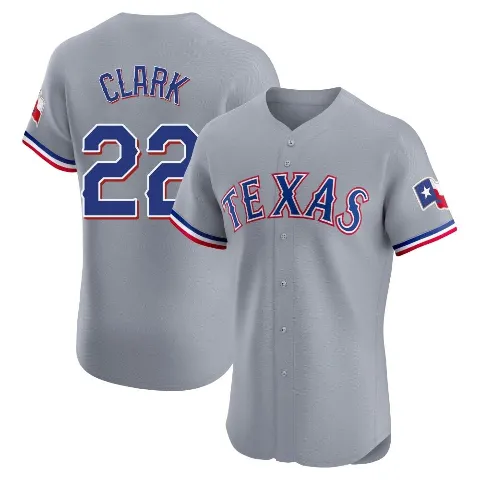 Men's Texas Rangers ＃22 Will Clark Gray Elite Road Jersey