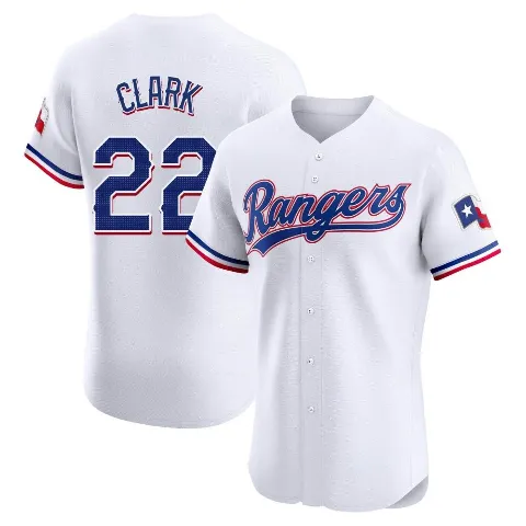 Men's Texas Rangers ＃22 Will Clark White Elite Home Jersey