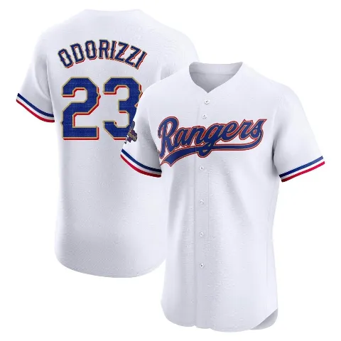 Men's Texas Rangers ＃23 Jake Odorizzi Gold Elite White 2024 Collection Jersey