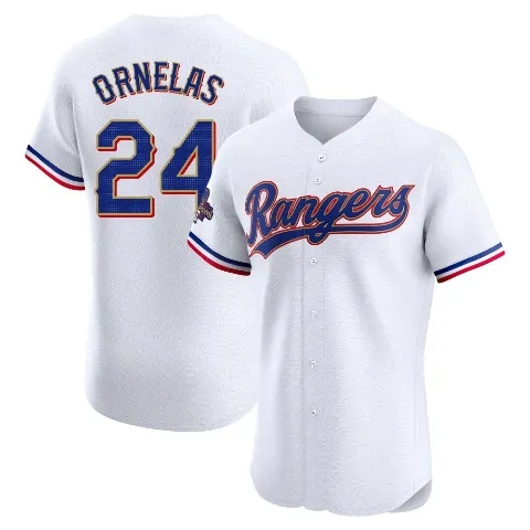 Men's Texas Rangers ＃24 Jonathan Ornelas Gold Elite White 2024 Collection Jersey