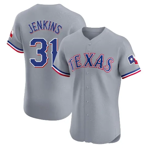 Men's Texas Rangers ＃31 Ferguson Jenkins Gray Elite Road Jersey