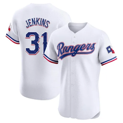 Men's Texas Rangers ＃31 Ferguson Jenkins White Elite Home Jersey