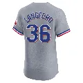 Men's Texas Rangers ＃36 Wyatt Langford Gray Elite Road Jersey