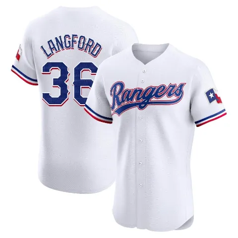 Men's Texas Rangers ＃36 Wyatt Langford White Elite Home Jersey