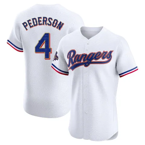 Men's Texas Rangers ＃4 Joc Pederson Gold Elite White 2024 Collection Jersey